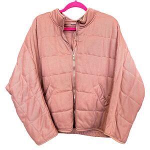 Women's Tan Quilted Full Zip Coat Size Large